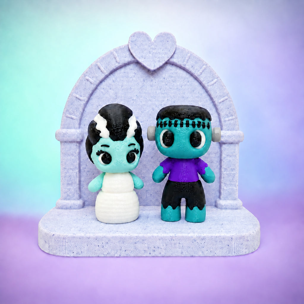 Frankenstein & Bride Flexi Mini Figures with Display Arch Stand