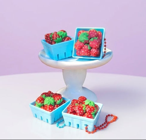 Basket of Strawberries Clicker Keychain