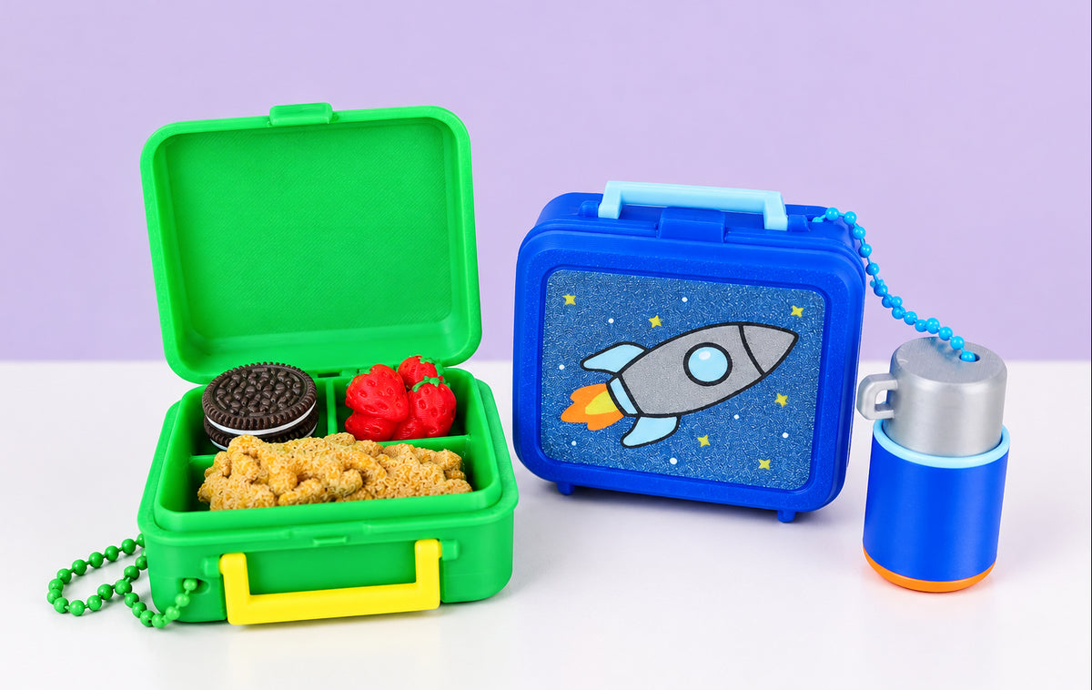 Retro Lunch Box with Thermal Drink Clicker Set