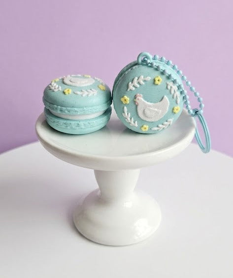 Spring Chicken Macaron Clicker Keychain