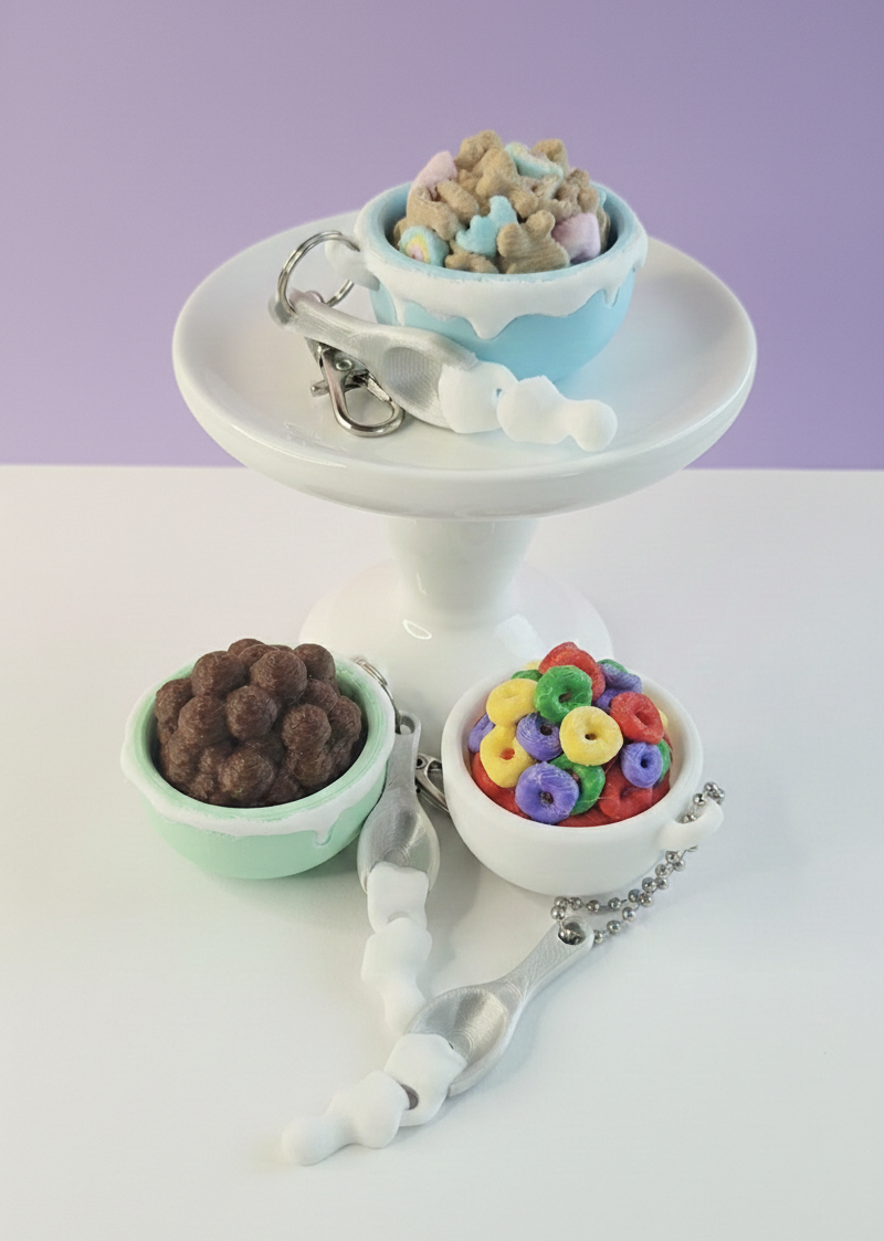 Mini Cereal Bowl Clicker Keychain