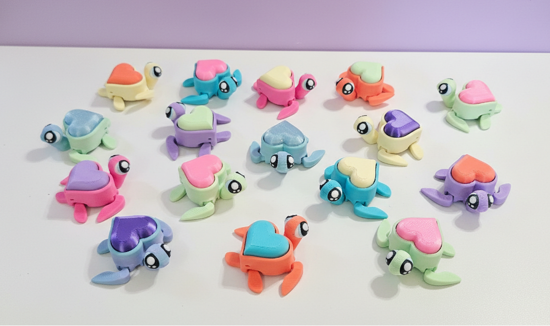Hatchling Heart Turtle Clicker Keychain